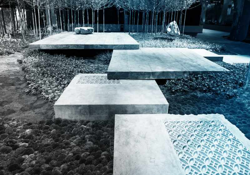 SulserDesign_Platten_Matrize Oriental_Trüb für Grün, Horgen_Giardina Messe 2013, Zürich